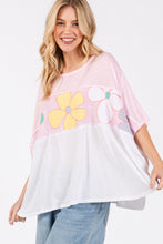 Load image into Gallery viewer, Sage+Fig Cotton Top with Stripes and Daisy Patches in Pink