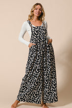 Load image into Gallery viewer, BiBi Daisy Print Textured Wide Leg Jumpsuit in Black