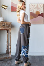 Load image into Gallery viewer, Oli & Hali Mineral Washed Denim Star Patched Joggers in Mocha