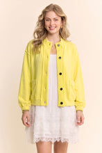 Load image into Gallery viewer, Davi & Dani Ribbed Cropped Bomber Cardigan in Butter Yellow