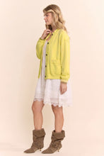 Load image into Gallery viewer, Davi & Dani Ribbed Cropped Bomber Cardigan in Butter Yellow