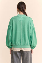 Load image into Gallery viewer, Davi & Dani Ribbed Cropped Bomber Cardigan in Mint