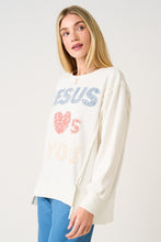 Load image into Gallery viewer, Mittoshop Jesus Loves You Patchwork Sweatshirt in Off White