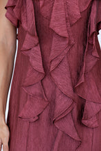 Load image into Gallery viewer, Storia Satin Ruffle V-Neck Dress in Raspberry