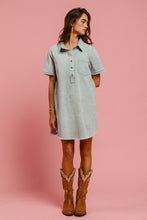 Load image into Gallery viewer, BiBi Washed Twill Dress in Slate Blue