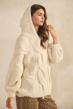 Load image into Gallery viewer, LovLov Textured Knit Sweater with Hood in Cream