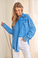 Load image into Gallery viewer, Davi & Dani Textured Knit Button Down Top in Bubble Blue