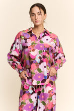 Load image into Gallery viewer, Davi & Dani Floral Print Button Down Top in Berry Pink