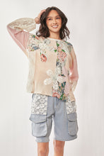 Load image into Gallery viewer, Davi & Dani Contrasting Fabric and Lace Top in Beige