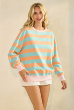 Load image into Gallery viewer, Veveret Contrasting Striped Knit Top in Orange/Blue