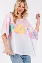 Load image into Gallery viewer, Sage+Fig Cotton Top with Stripes and Daisy Patches in Pink