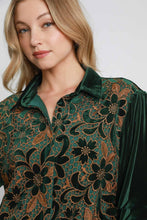 Load image into Gallery viewer, Umgee Velvet Lace Mini Dress in Hunter Green