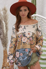 Load image into Gallery viewer, BiBi Floral Print Jacquard Knit Top in Ivory/Mustard/Teal ON ORDER
