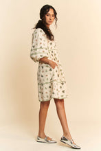 Load image into Gallery viewer, Davi & Dani Cactus Printed Poplin Mini Dress in Cream/Green