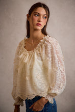 Load image into Gallery viewer, So Me 3D Floral Lace Scallop Edge Blouse in Cream
