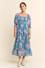 Load image into Gallery viewer, Davi & Dani Garden Floral Chiffon Midi Dress in Seafoam