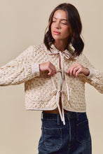 Load image into Gallery viewer, So Me Quilted Floral Jacket with Front Ties in Beige Multi