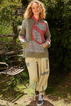 Load image into Gallery viewer, POL Peace Patched Hooded Top in Dried Moss