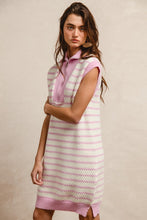 Load image into Gallery viewer, BiBi Textured Striped Knit Sweater Dress in Pink