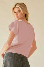 Load image into Gallery viewer, Davi & Dani Top with Bead Embellished Ribbon Patch in Blush Pink