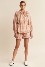 Load image into Gallery viewer, J.nna Plaid Pattern Front Zip Closure Top in Orange