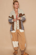 Load image into Gallery viewer, POL OVERSIZED Mixed Fabric Button Down Shacket in Oatmeal Multi
