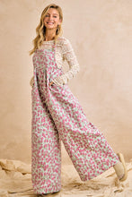 Load image into Gallery viewer, BiBi Jacquard Vintage Floral Overalls in Red