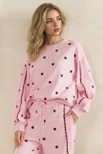 Load image into Gallery viewer, Veveret Charming Polka Dot Lounge Set in Pink/Burgundy
