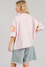 Load image into Gallery viewer, Sage+Fig OVERSIZED Pastel Retro Floral Patched Top in Light Pink