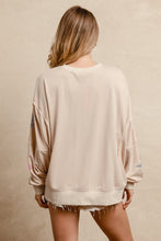 Load image into Gallery viewer, BiBi OVERSIZED French Terry Top with Mixed Print USA and Star Patches in Oatmeal
