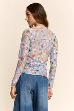 Load image into Gallery viewer, Davi & Dani Sheer Floral Mesh Top in Light Blue