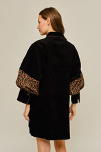 Load image into Gallery viewer, Jodifl Animal Contrast Button Down Corduroy Dress in Black