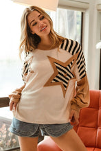 Load image into Gallery viewer, BiBi Star Patched Mixed Print Top in Oatmeal