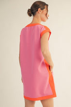 Load image into Gallery viewer, Jodifl Solid Color Casual Dress with Contrasting Color Trim in Pink/Orange