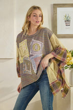 Load image into Gallery viewer, Oli & Hali OVERSIZED Mixed Fabric Poncho Top with LOVE Patched Front in Olive