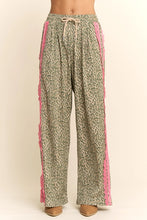 Load image into Gallery viewer, Davi & Dani Leopard Pants with Contrasting Lace Stripe in Green Leopard