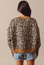 Load image into Gallery viewer, So Me Fuzzy Knit Sweater with Leopard Print in Oatmeal