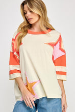 Load image into Gallery viewer, Sage+Fig OVERSIZED Color Block Star Patch Applique Top in Ivory