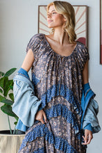 Load image into Gallery viewer, Oli & Hali Mixed Floral Print Layered Maxi Dress in Blue