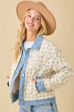 Load image into Gallery viewer, Main Strip Quilted Floral Print and Denim Jacket in Ivory/Blue