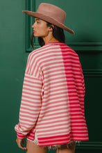 Load image into Gallery viewer, BiBi Striped Ribbed Textured Top in Red/Pink Combo