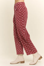 Load image into Gallery viewer, Davi & Dani Polka Dot Barrel Pants in Burgundy