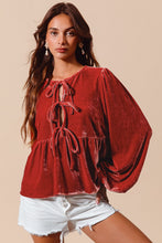 Load image into Gallery viewer, So Me Velvet Babydoll Top in Carmine