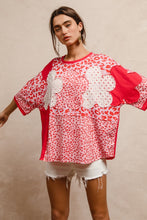 Load image into Gallery viewer, BiBi Mix N Match Top with Floral Patches in Pink Leopard