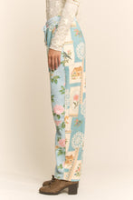 Load image into Gallery viewer, Davi & Dani Floral Print Patchwork Joggers in Blue Combo