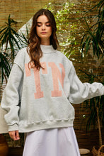 Load image into Gallery viewer, BucketList 'TN' Striped Embroidered Mock Neck Sweatshirt in Heather Grey