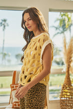 Load image into Gallery viewer, LovLov Soft Luxury Ripple Form Open Knit Vest in Buttercream Yellow