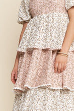 Load image into Gallery viewer, J.nna Color Block Tiered Floral Print Maxi Dress in Blush Cream Floral