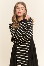 Load image into Gallery viewer, J.nna Color Block Striped and Solid Maxi Dress in Black White ON ORDER