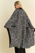 Load image into Gallery viewer, Davi & Dani Granny Square Open Front Long Cardigan in Black Multi